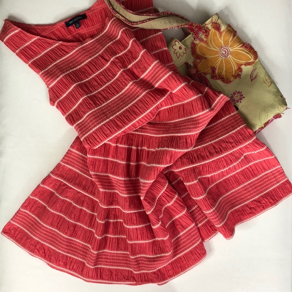 Max Edition Coral Striped Sun Dress size S - Picture 5 of 8